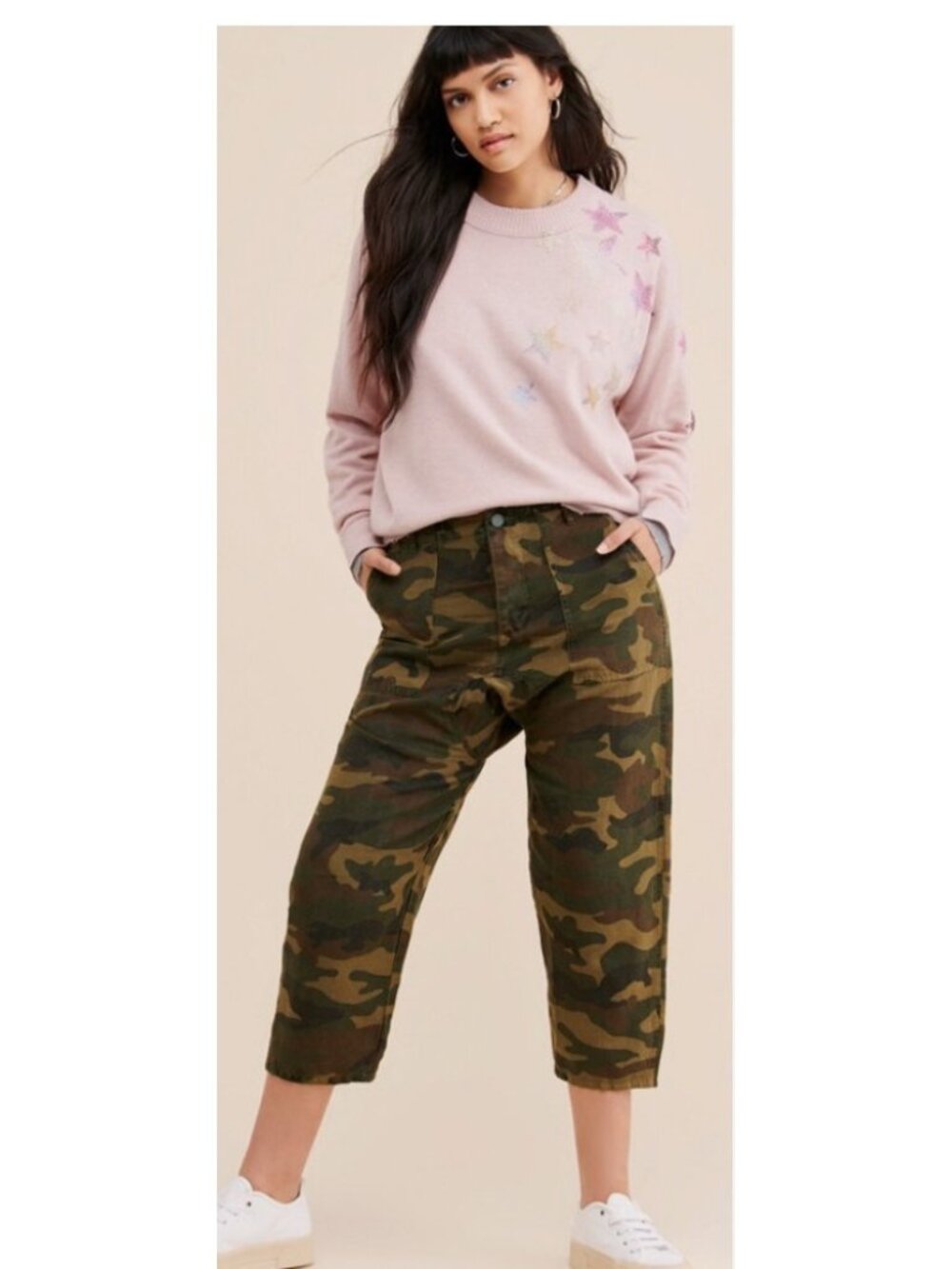BlankNYC‎ Harem Camouflage Linen Crop Pants Womens 24